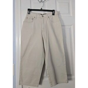 Bill Blass Capri Womens 8 Petite Crop Jeans Stretch Khaki Beige Chino